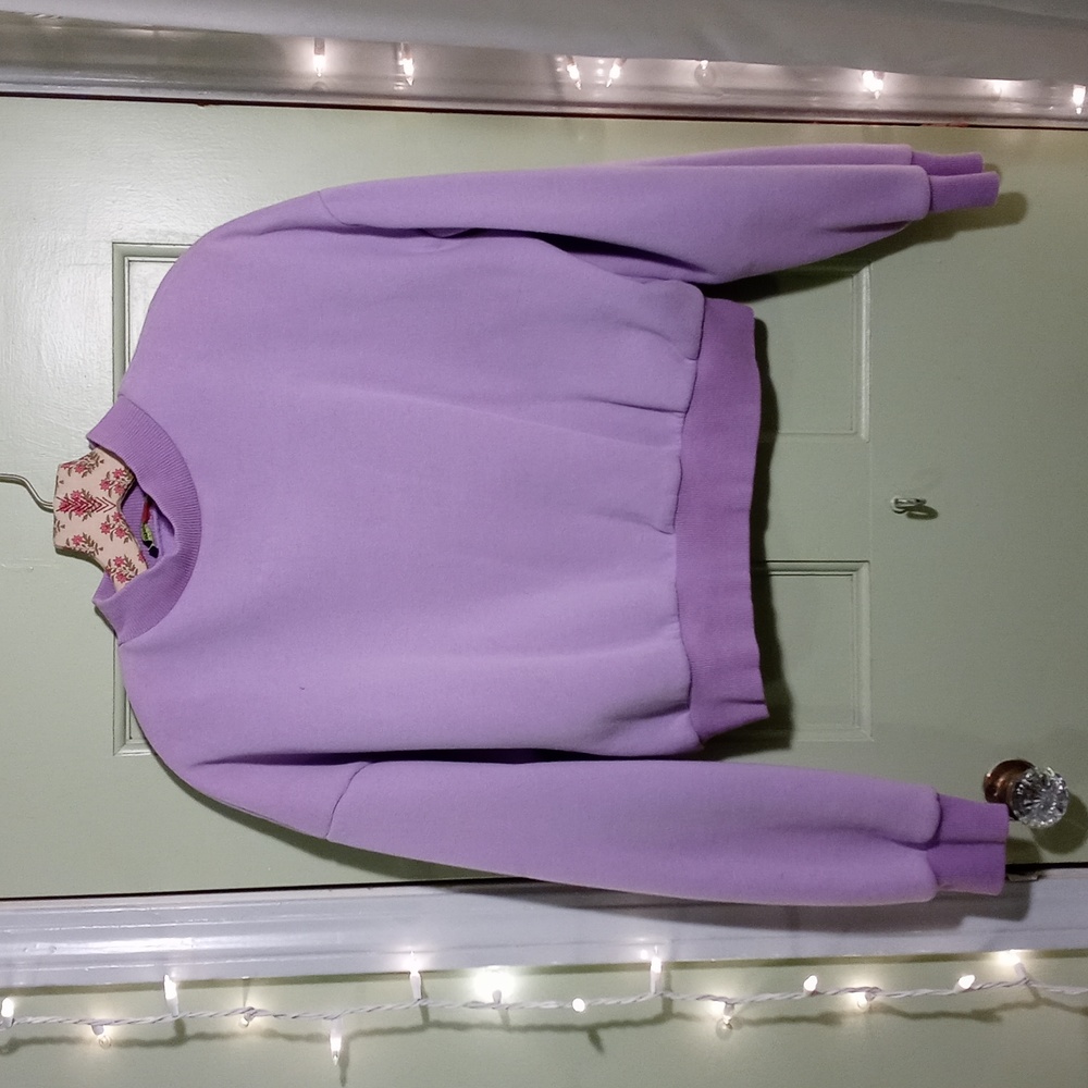 Women's Posh Posh Medium bubble cropped crewneck purple violet lilac